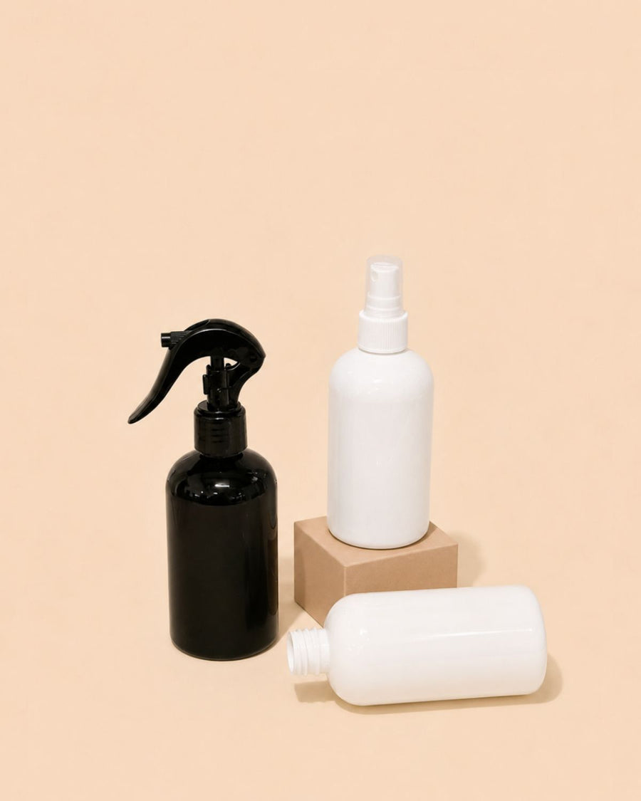 250ml squat PET bottle black and white
