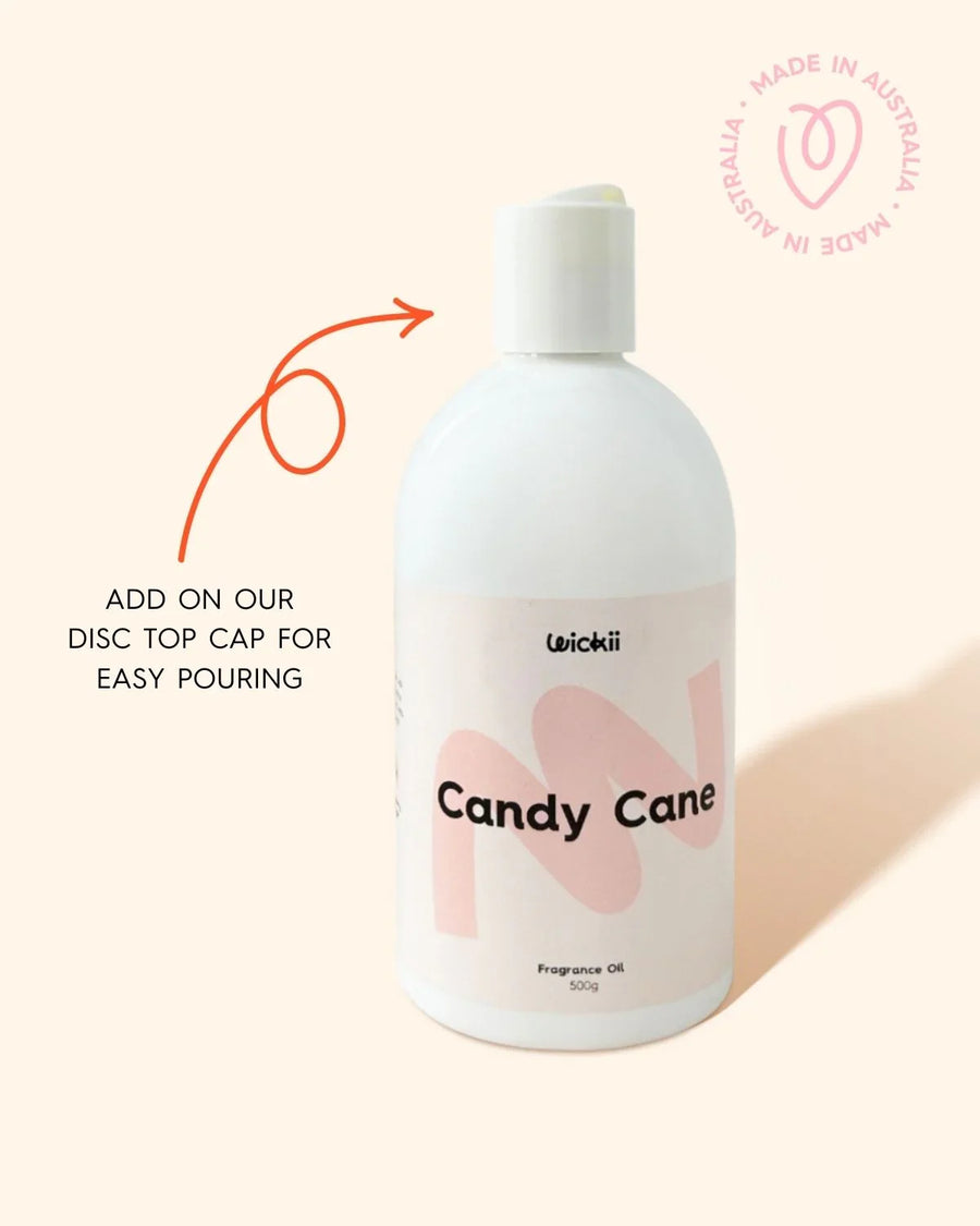 Candy Cane fragrance oil bottle with disc top cap for easy pouring, made in Australia