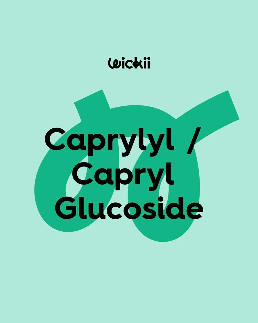 Caprylyl Capryl Glucoside product label on mint background for candle and soap making supplies