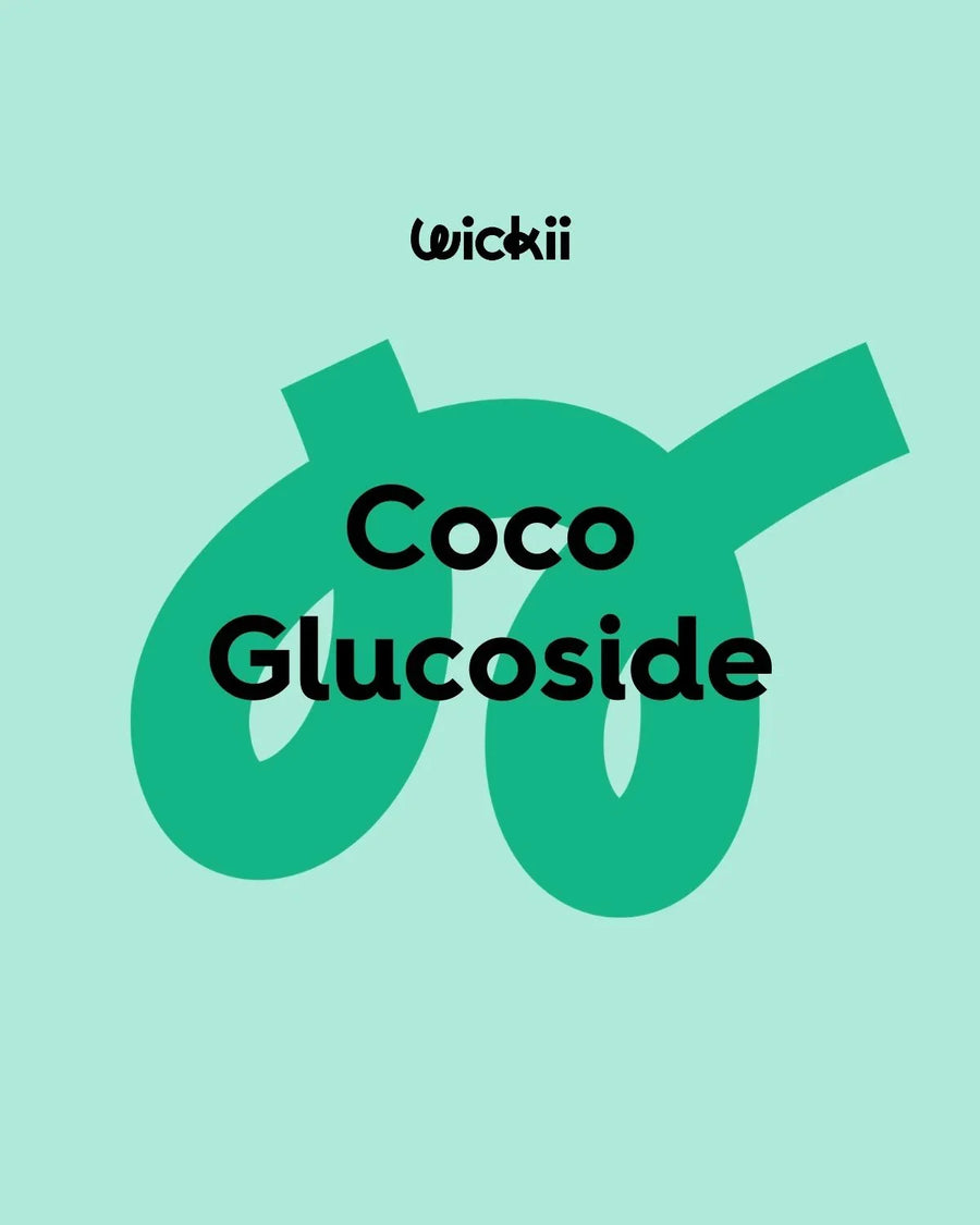 Coco Glucoside label on light teal background, bold text for soap and candle making supplies.