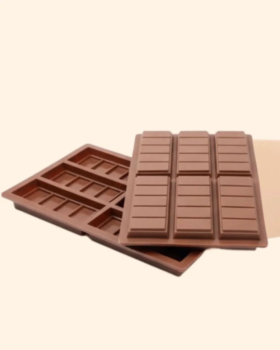 Brown silicone snap bar melt moulds for making wax melts or soap bars