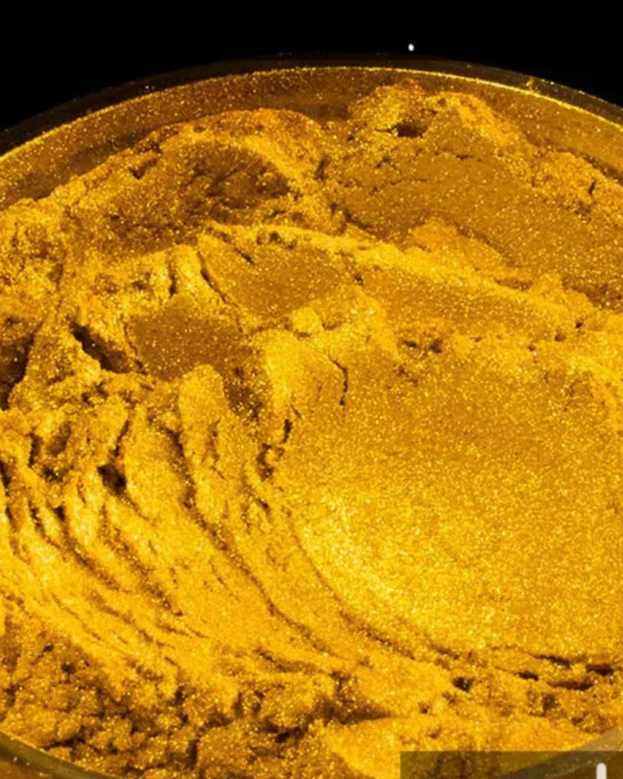 Bright gold mica powder for candle making supplies and soap crafting projects