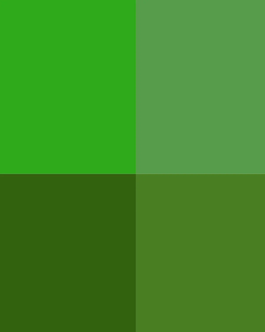 Four green color blocks in a square grid, varying shades of green background.