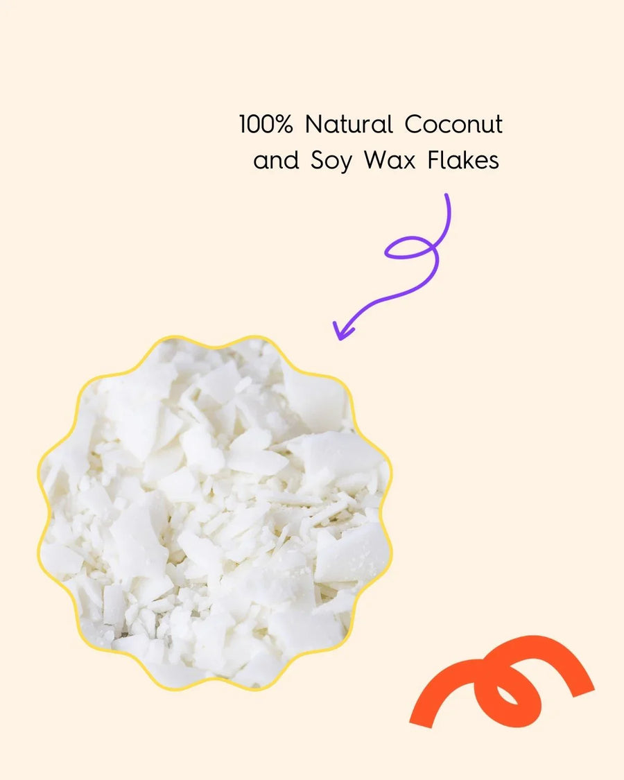100% natural coconut and soy wax flakes for candle making on a light background