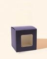 Purple candle box with clear window, ideal for packaging candle making supplies.