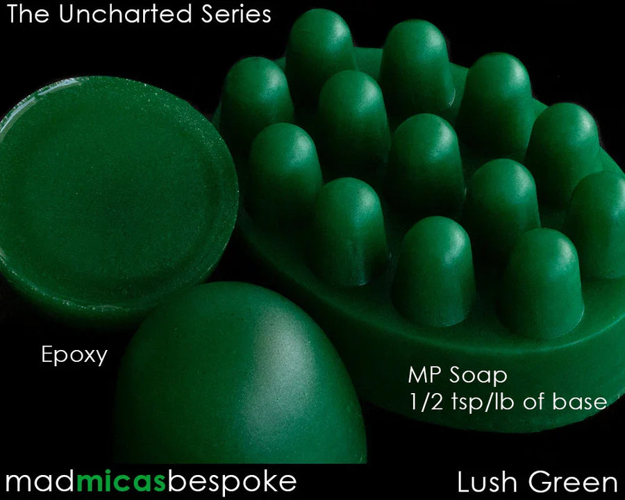 Lush green pigment epoxy and MP soap bars with rounded bumps for soap making supplies