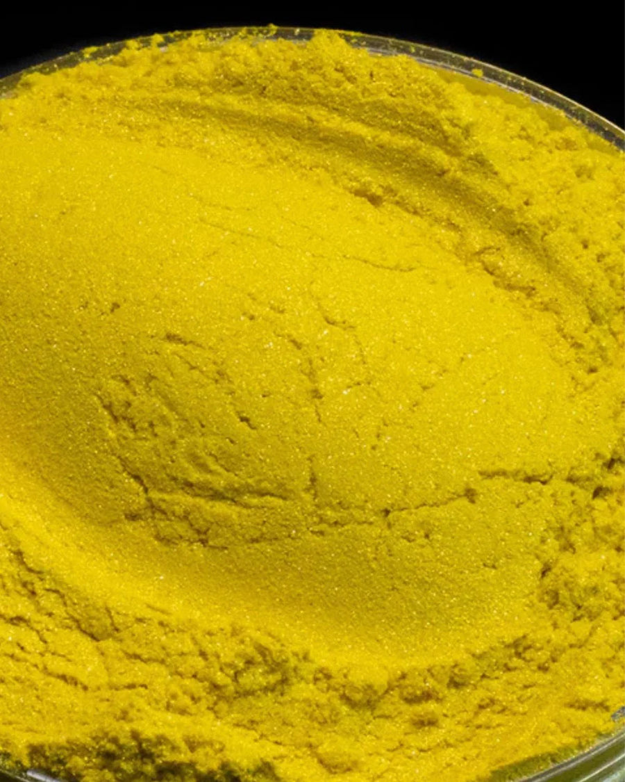 Bright yellow mica powder pigment for candle making and soap crafting supplies