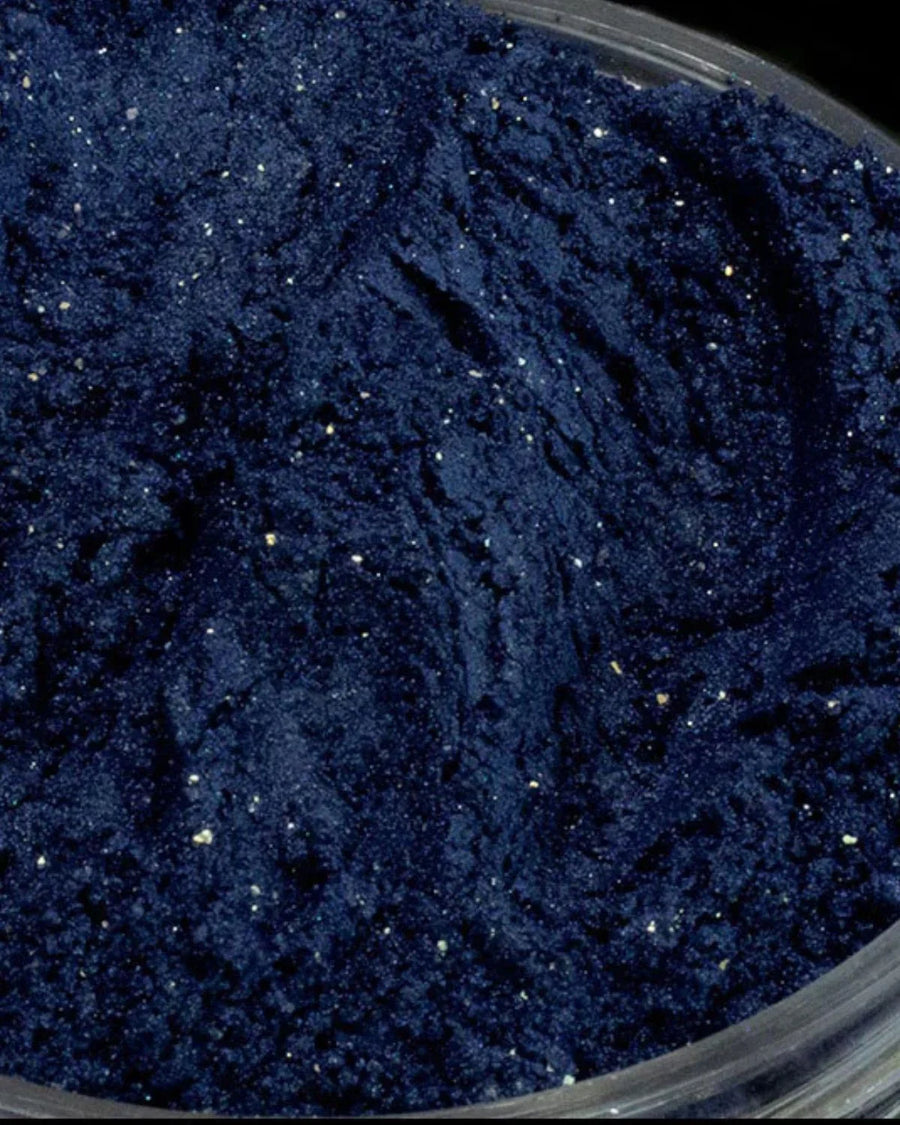 Dark blue mica powder with shimmering glitter for candle or soap making