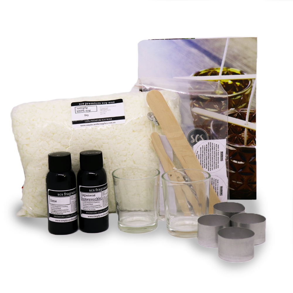 How to Candle Starter kit Australia Gold Coast soy wax fragrance oil candle jar tea lights 